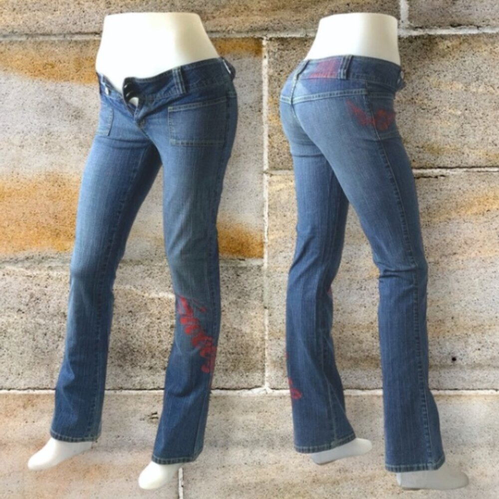 Women’s Blue | Red Sweetface Denim Pants JLO By Jennifer Lopez NWT